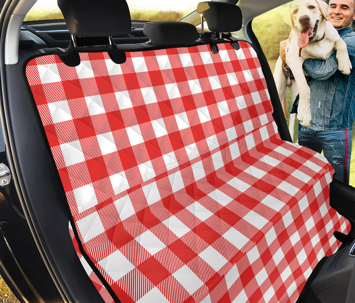 Red And White Buffalo Check Print Pet Car Back Seat Cover
