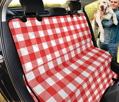 Red And White Buffalo Check Print Pet Car Back Seat Cover