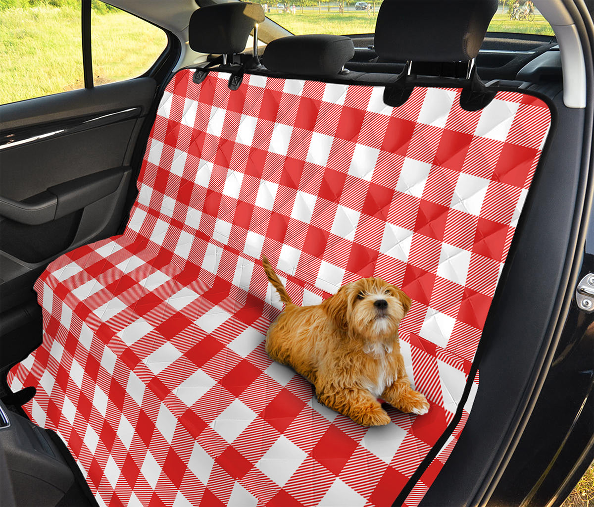 Red And White Buffalo Check Print Pet Car Back Seat Cover