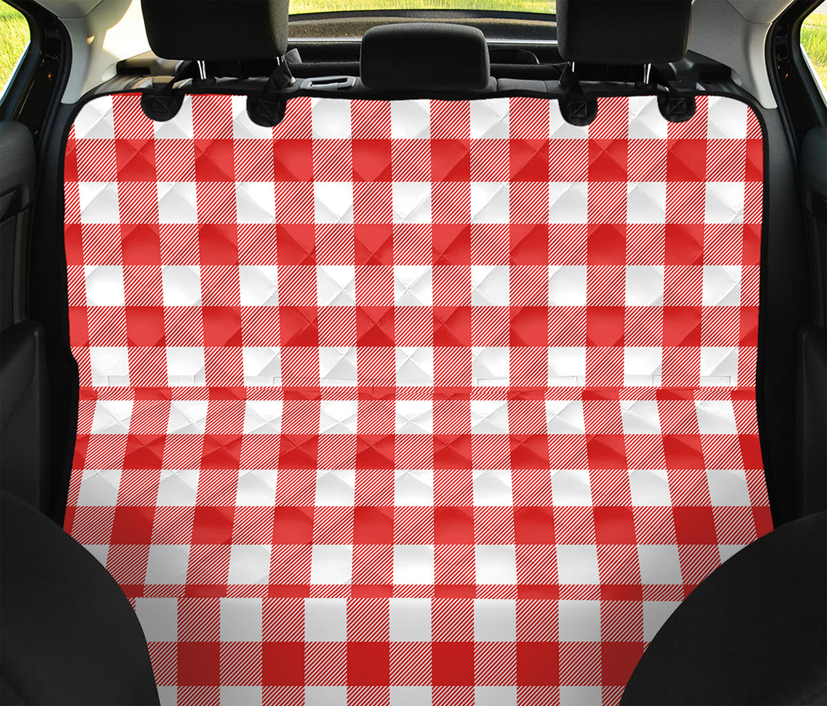 Red And White Buffalo Check Print Pet Car Back Seat Cover