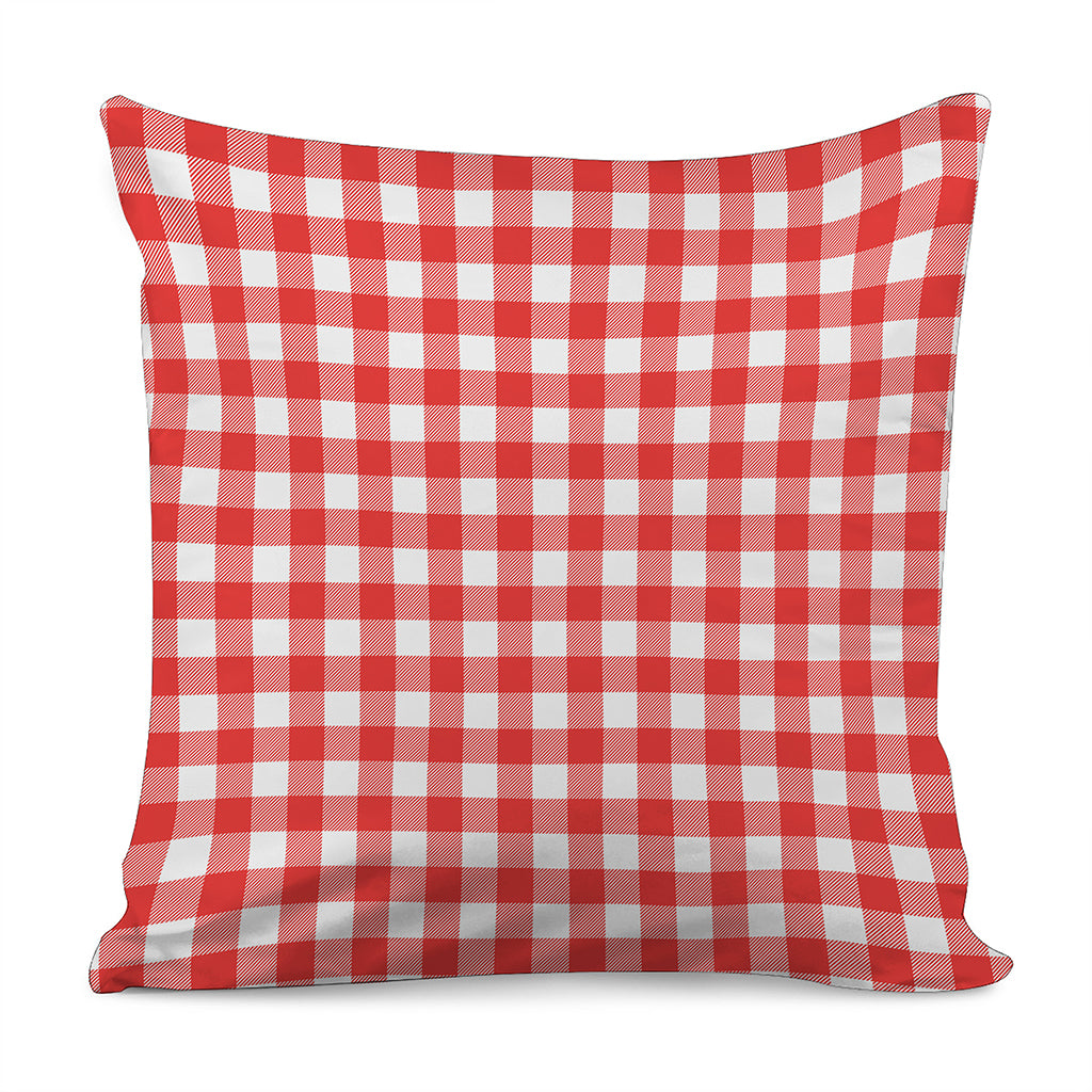 Red And White Buffalo Check Print Pillow Cover