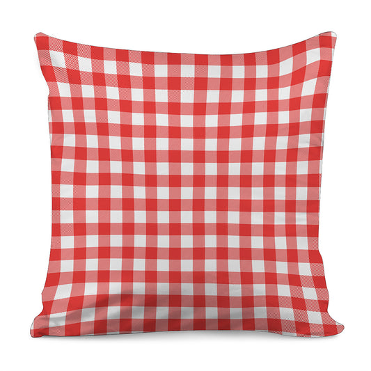 Red And White Buffalo Check Print Pillow Cover