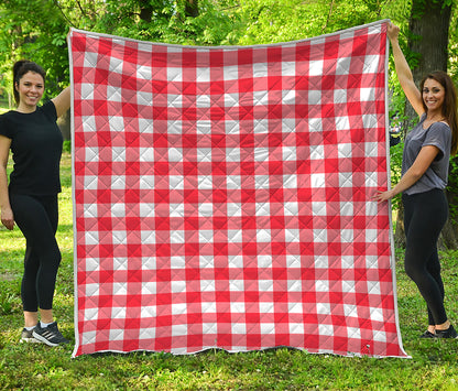 Red And White Buffalo Check Print Quilt