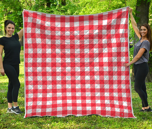 Red And White Buffalo Check Print Quilt