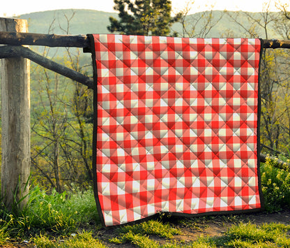 Red And White Buffalo Check Print Quilt