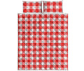 Red And White Buffalo Check Print Quilt Bed Set