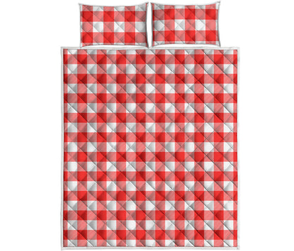 Red And White Buffalo Check Print Quilt Bed Set