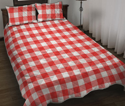 Red And White Buffalo Check Print Quilt Bed Set