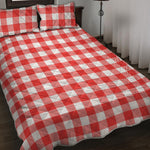 Red And White Buffalo Check Print Quilt Bed Set