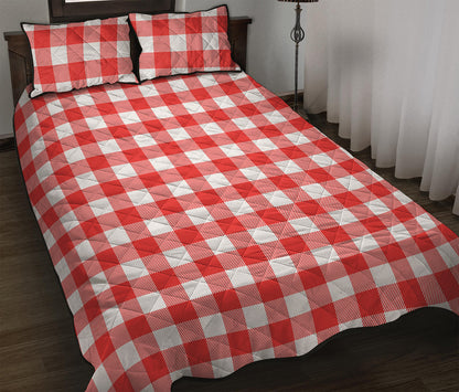 Red And White Buffalo Check Print Quilt Bed Set