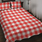 Red And White Buffalo Check Print Quilt Bed Set