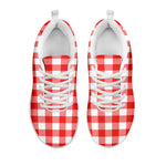 Red And White Buffalo Check Print White Sneakers