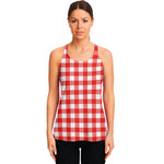 Red And White Buffalo Check Print Women's Racerback Tank Top
