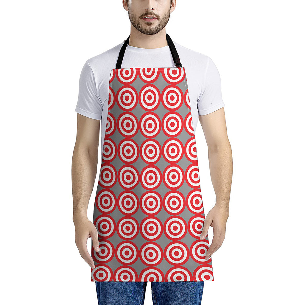 Red And White Bullseye Target Print Apron
