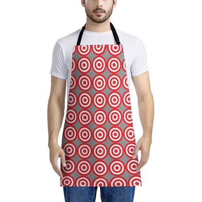 Red And White Bullseye Target Print Apron