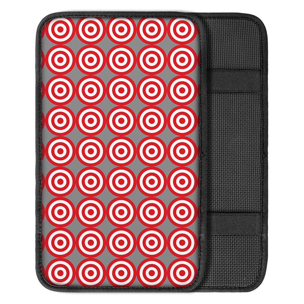 Red And White Bullseye Target Print Car Center Console Cover
