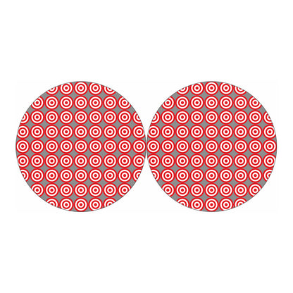Red And White Bullseye Target Print Car Coasters