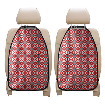 Red And White Bullseye Target Print Car Seat Organizers