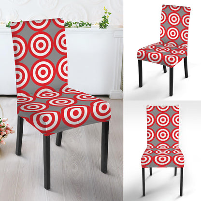 Red And White Bullseye Target Print Dining Chair Slipcover