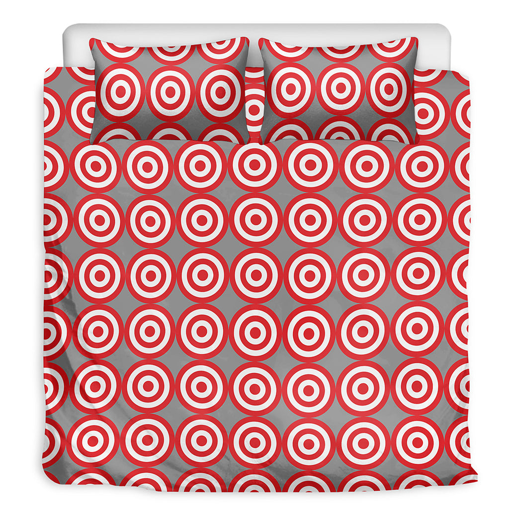 Red And White Bullseye Target Print Duvet Cover Bedding Set