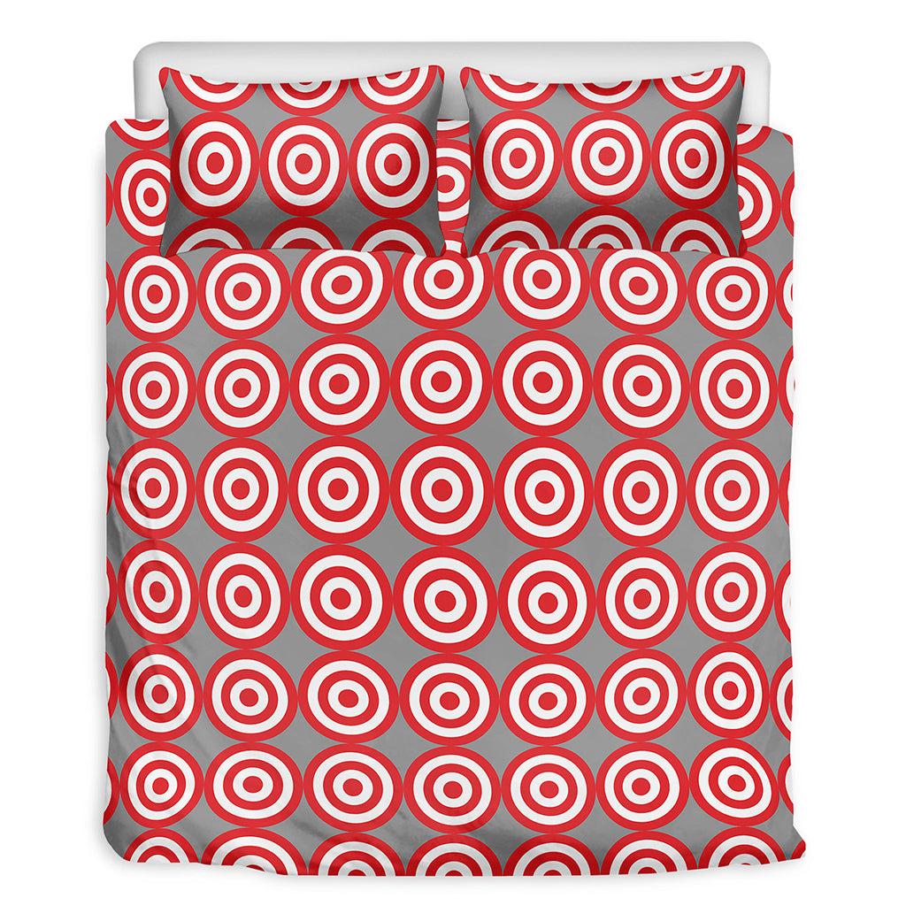 Red And White Bullseye Target Print Duvet Cover Bedding Set