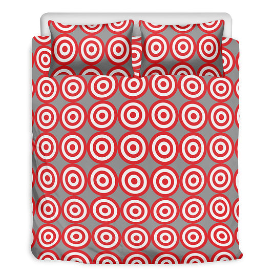 Red And White Bullseye Target Print Duvet Cover Bedding Set