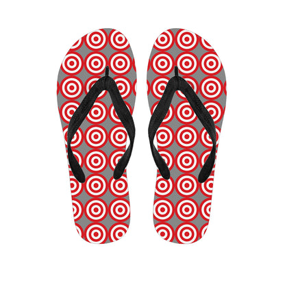 Red And White Bullseye Target Print Flip Flops
