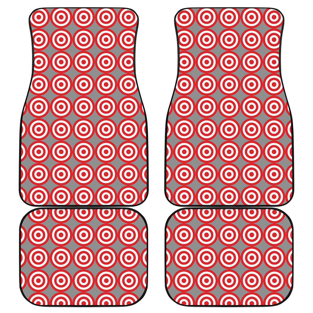Red And White Bullseye Target Print Front and Back Car Floor Mats