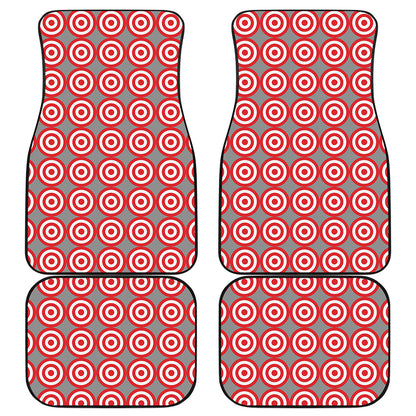 Red And White Bullseye Target Print Front and Back Car Floor Mats