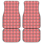 Red And White Bullseye Target Print Front and Back Car Floor Mats
