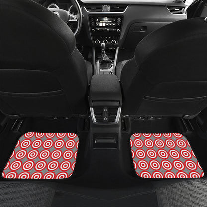 Red And White Bullseye Target Print Front and Back Car Floor Mats