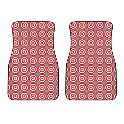Red And White Bullseye Target Print Front Car Floor Mats
