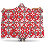 Red And White Bullseye Target Print Hooded Blanket