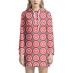 Red And White Bullseye Target Print Hoodie Dress