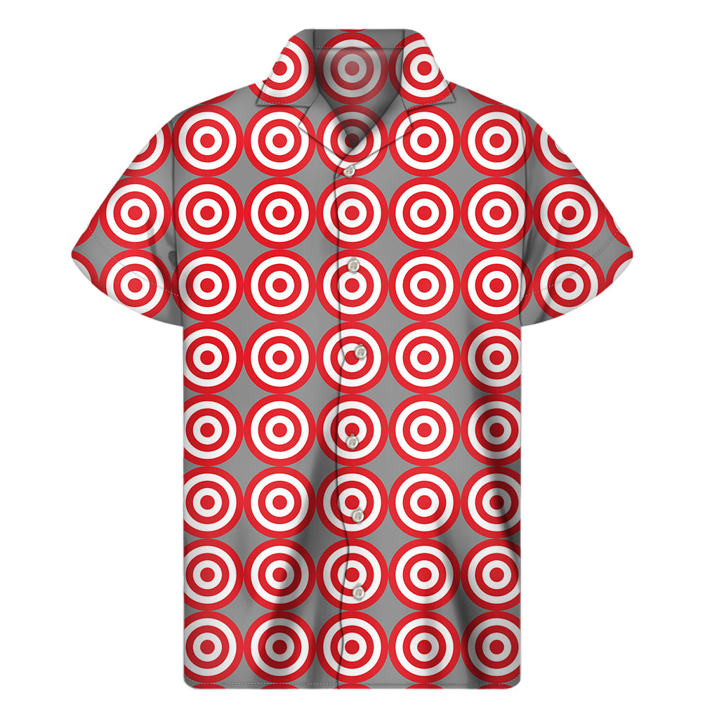 Red And White Bullseye Target Print Men's Short Sleeve Shirt