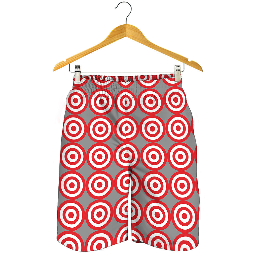 Red And White Bullseye Target Print Men's Shorts