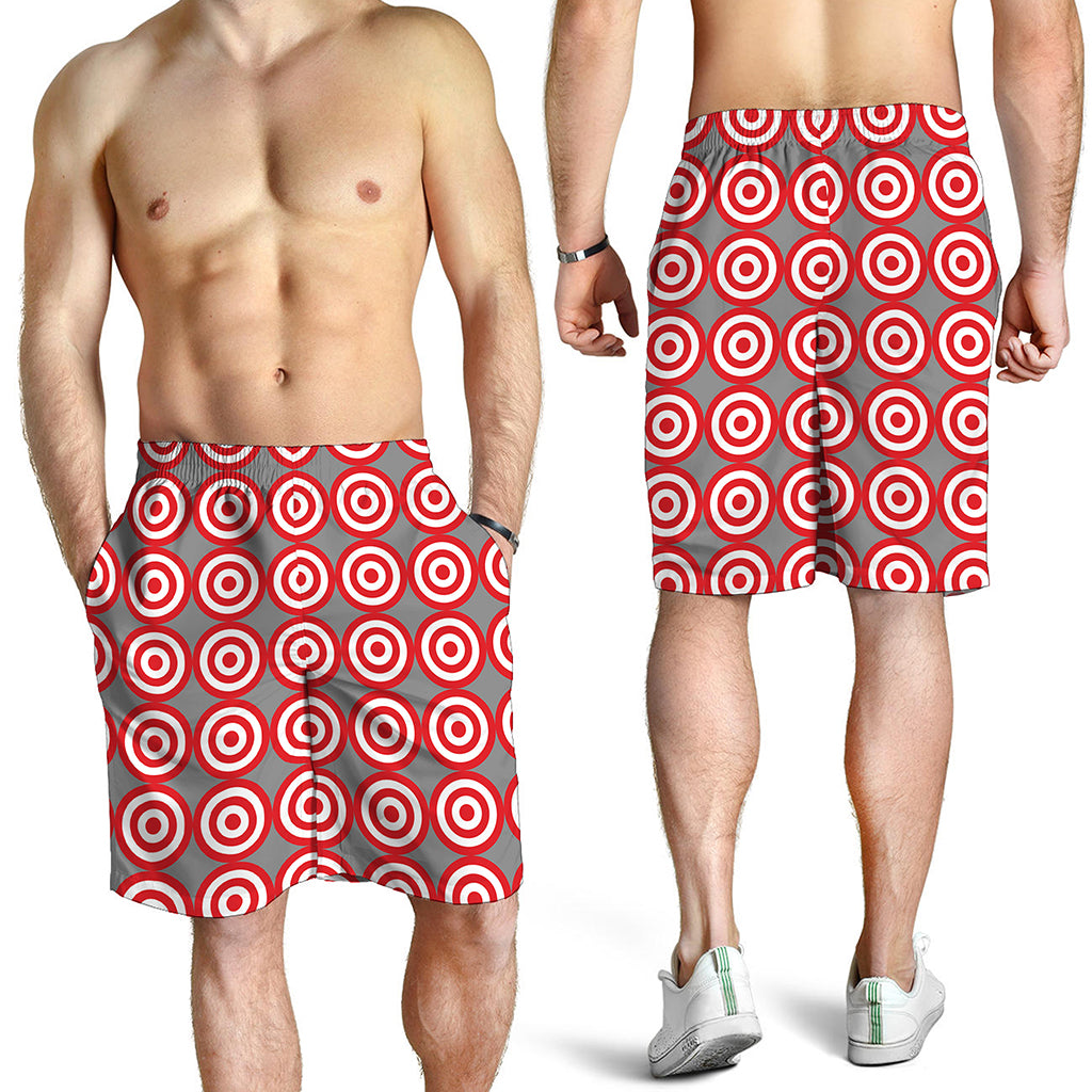 Red And White Bullseye Target Print Men's Shorts