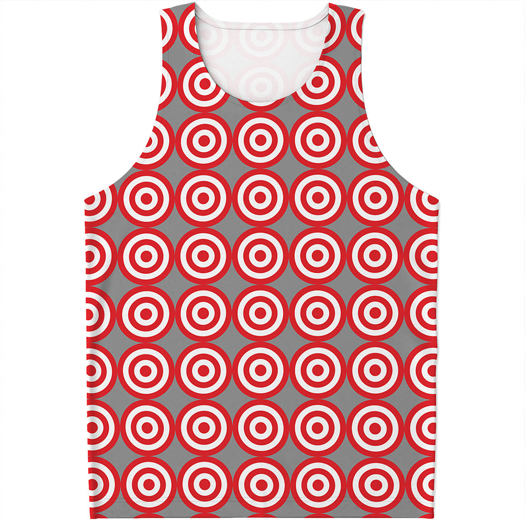 Red And White Bullseye Target Print Men's Tank Top