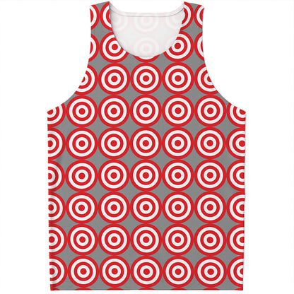 Red And White Bullseye Target Print Men's Tank Top