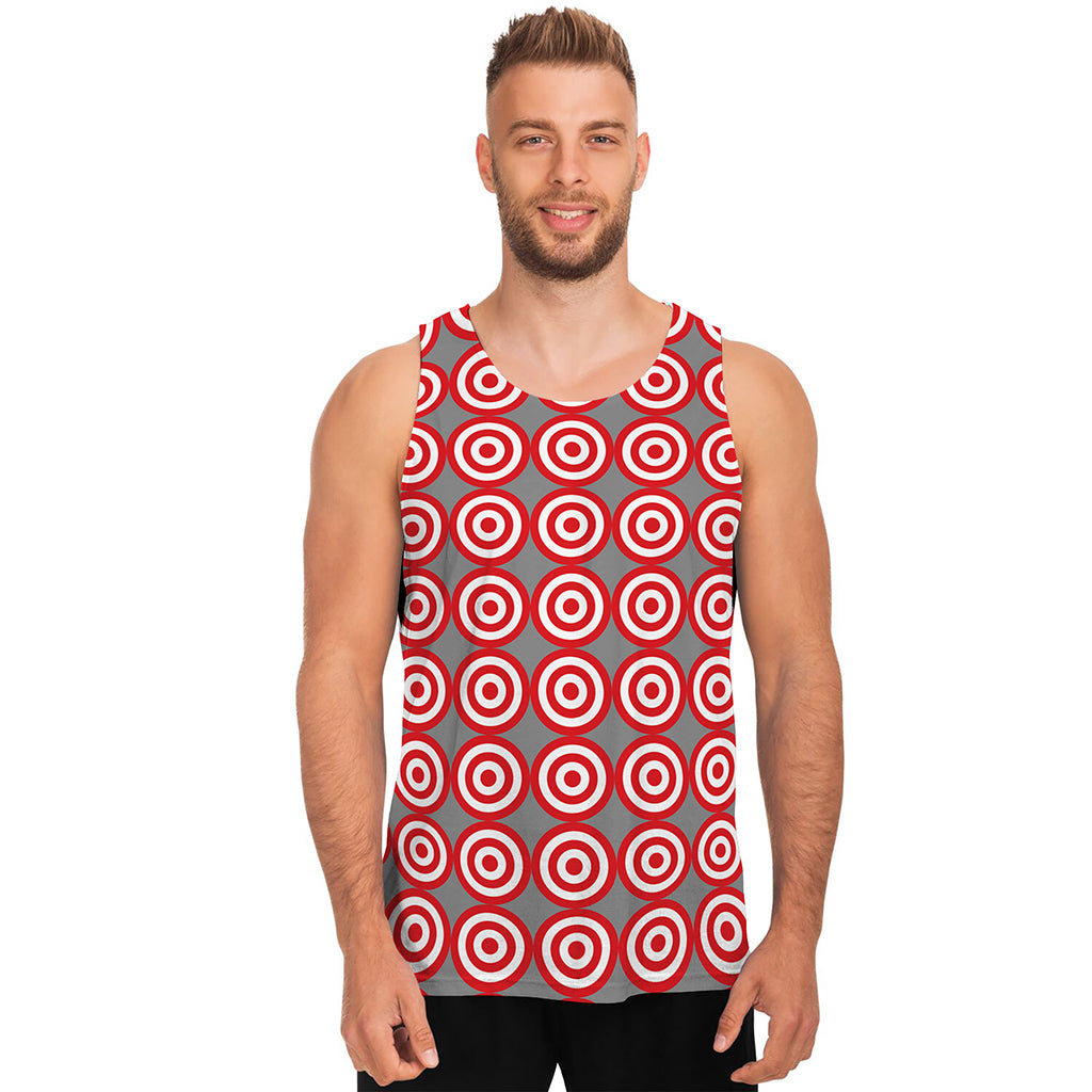 Red And White Bullseye Target Print Men's Tank Top