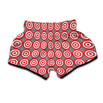 Red And White Bullseye Target Print Muay Thai Boxing Shorts