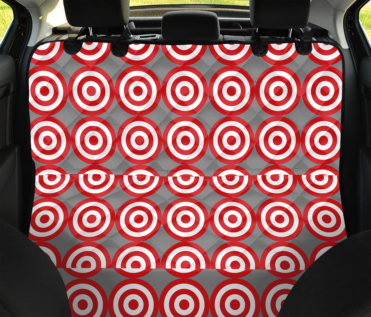 Red And White Bullseye Target Print Pet Car Back Seat Cover