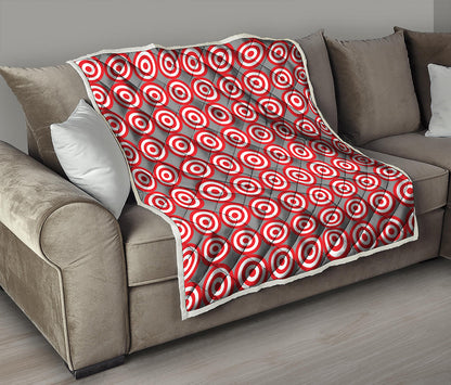 Red And White Bullseye Target Print Quilt