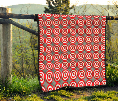 Red And White Bullseye Target Print Quilt