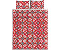 Red And White Bullseye Target Print Quilt Bed Set