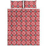 Red And White Bullseye Target Print Quilt Bed Set