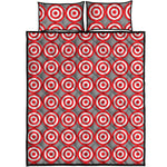 Red And White Bullseye Target Print Quilt Bed Set