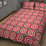 Red And White Bullseye Target Print Quilt Bed Set