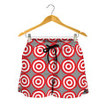 Red And White Bullseye Target Print Women's Shorts