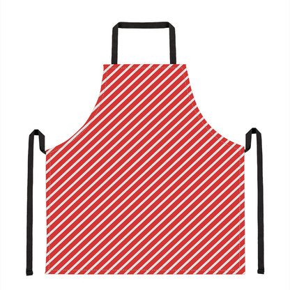 Red And White Candy Cane Pattern Print Apron